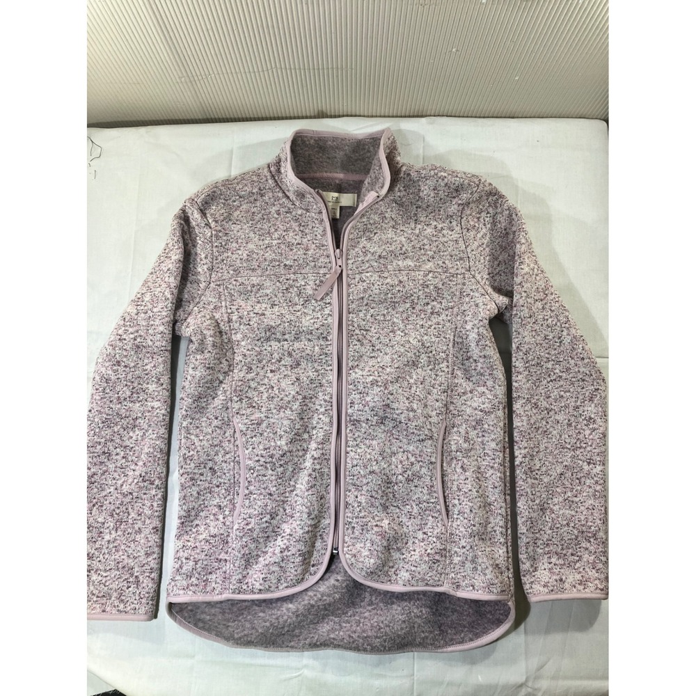 Thread Supply Womens Fleece Full Zip Jacket Pink Mauve Small S